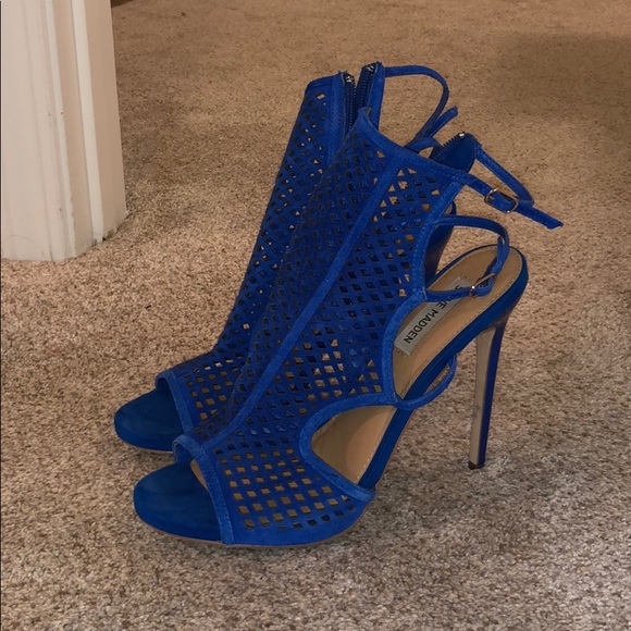 blue caged heels